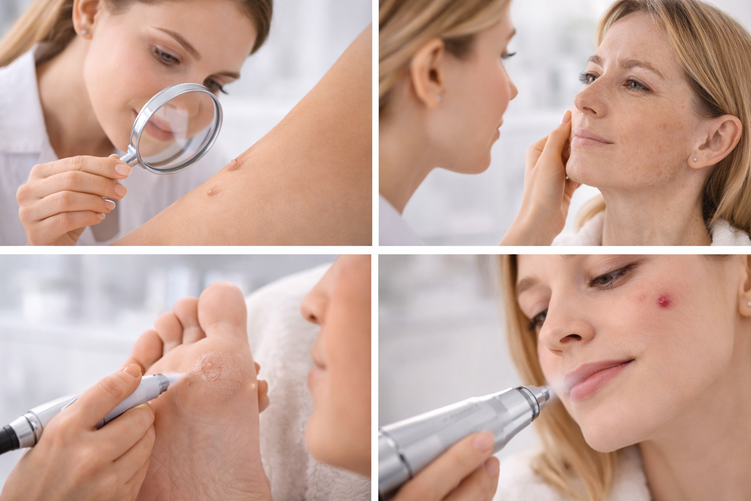 A calm, serene image of a skincare consultation in a modern clinic